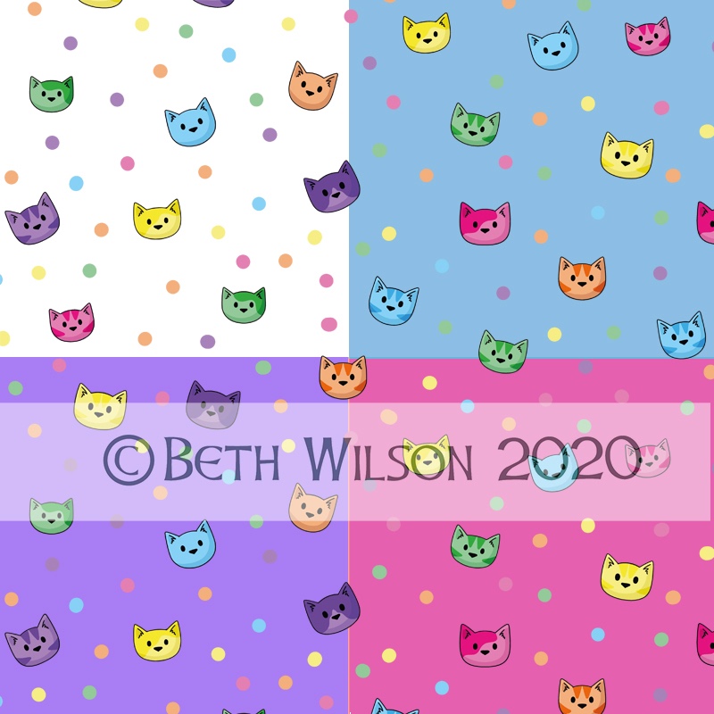 colourful cat heads pattern