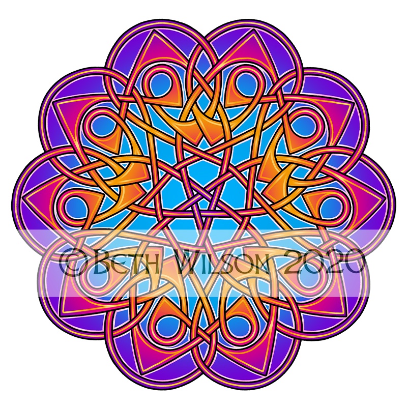 Pink Purple Orange Knotwork 009