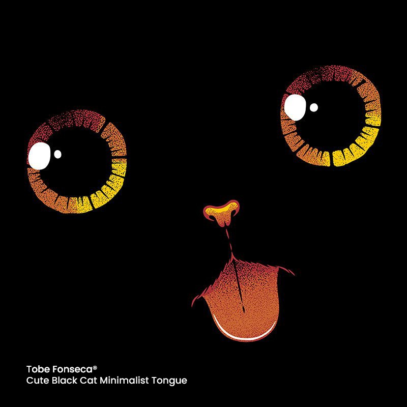 Cute Black Cat Minimalist Tongue