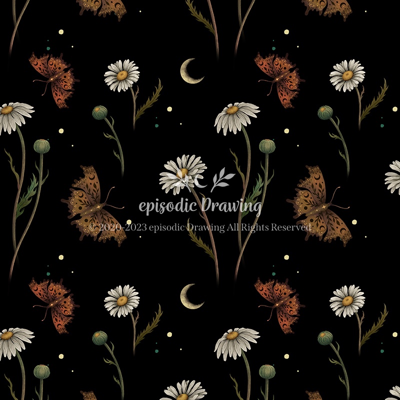 Dark Daisy Pattern 2