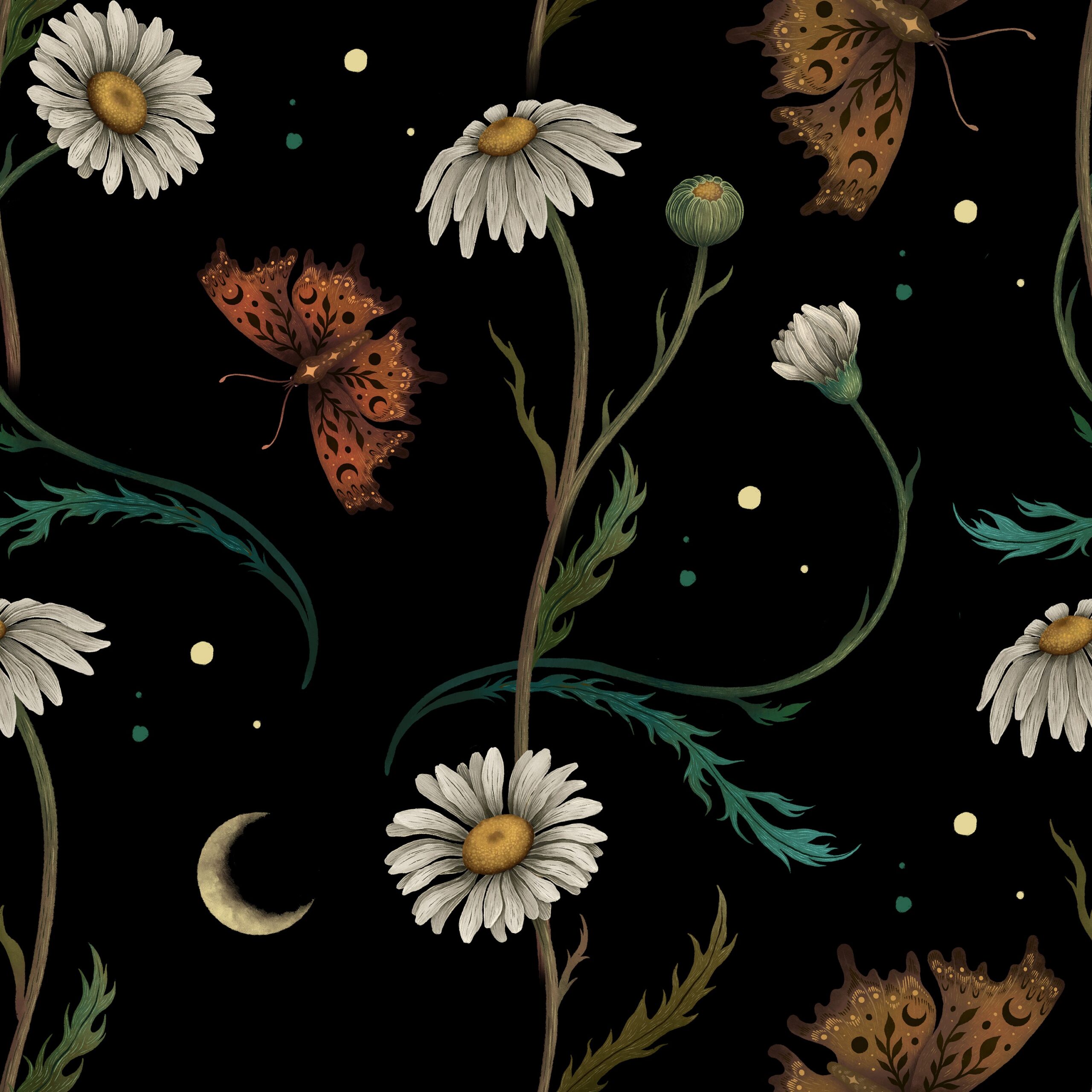 Dark Daisy Pattern