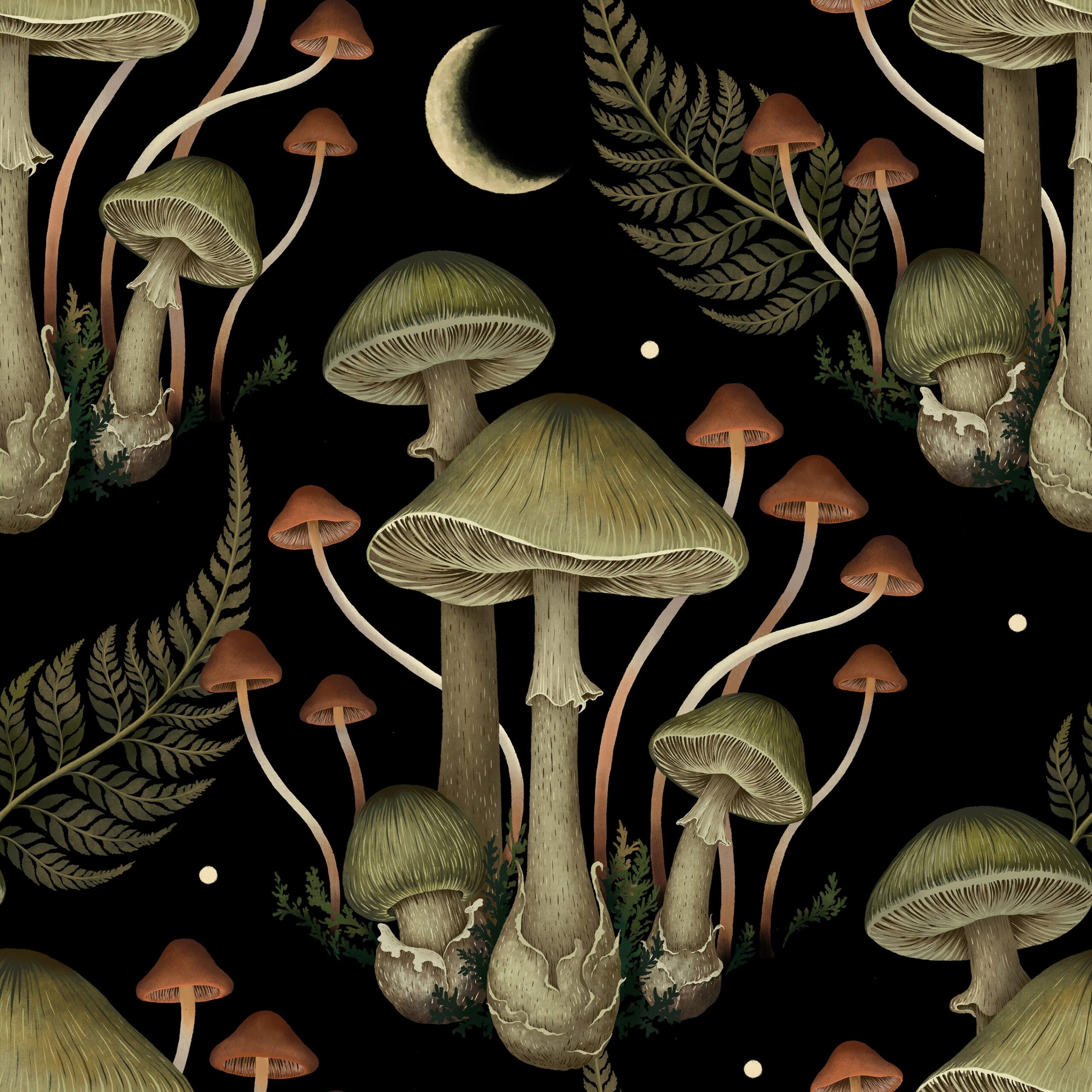 Death Cap Mushroom Pattern – Damask