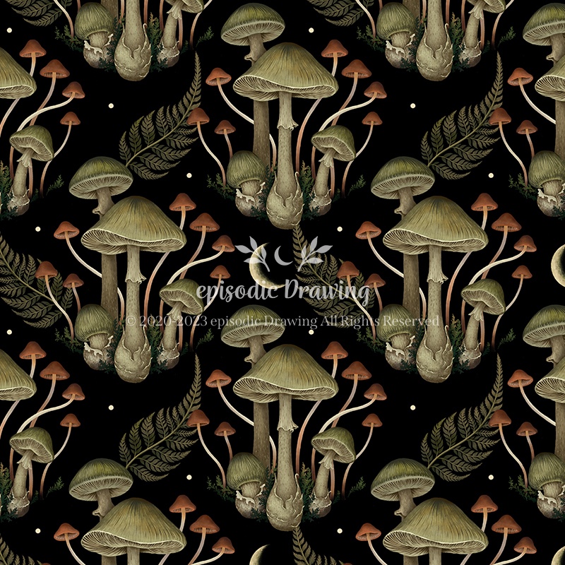 Death Cap Mushroom Pattern – Damask