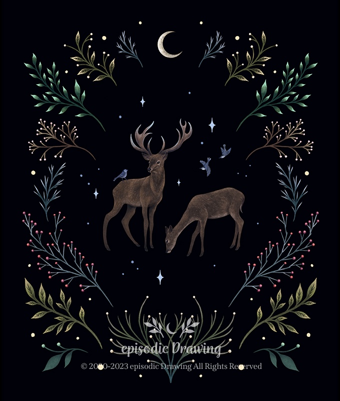 Deers in the Moonlit – Original