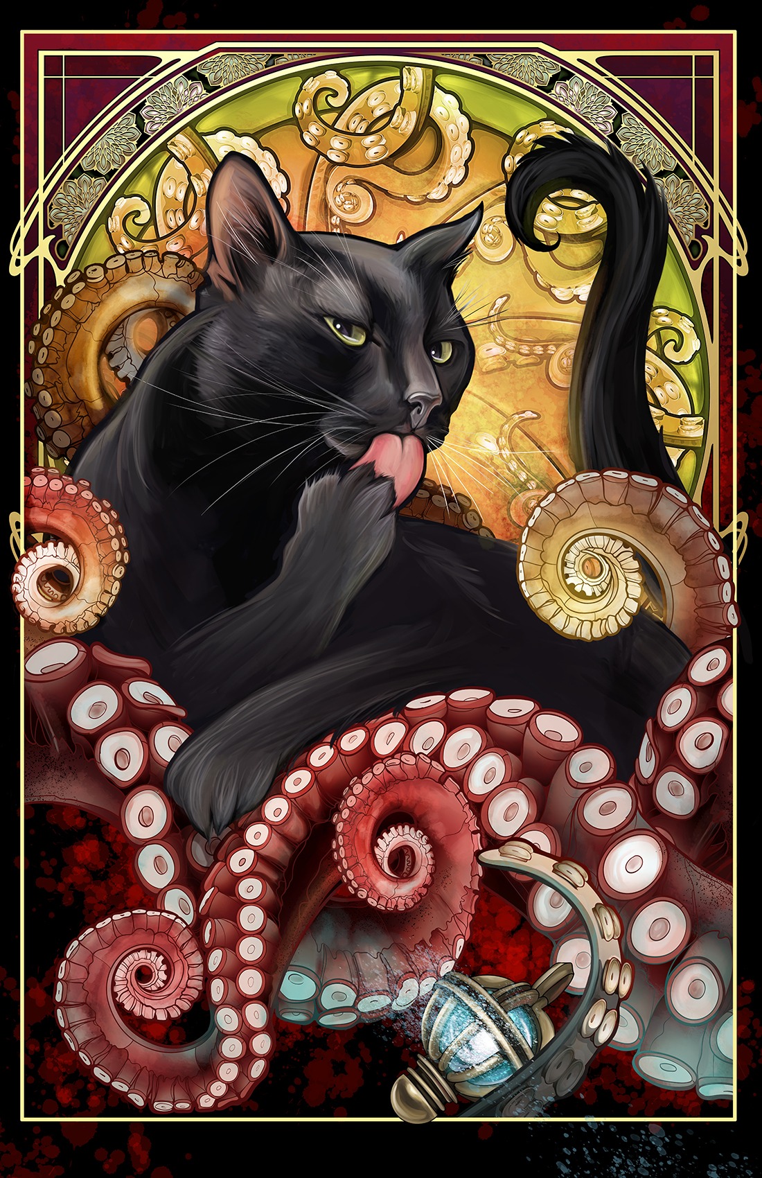 Black Cat with Tentacles