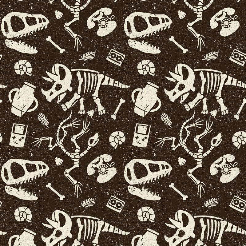 Dinosaurs Fossils Vintage Technology Pattern