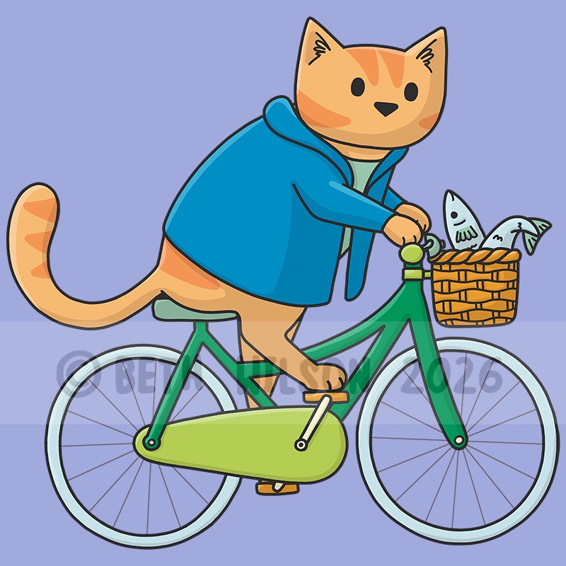 Cat on a bicycle