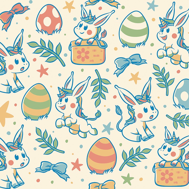 Easter Kawaii Unicorn Pattern