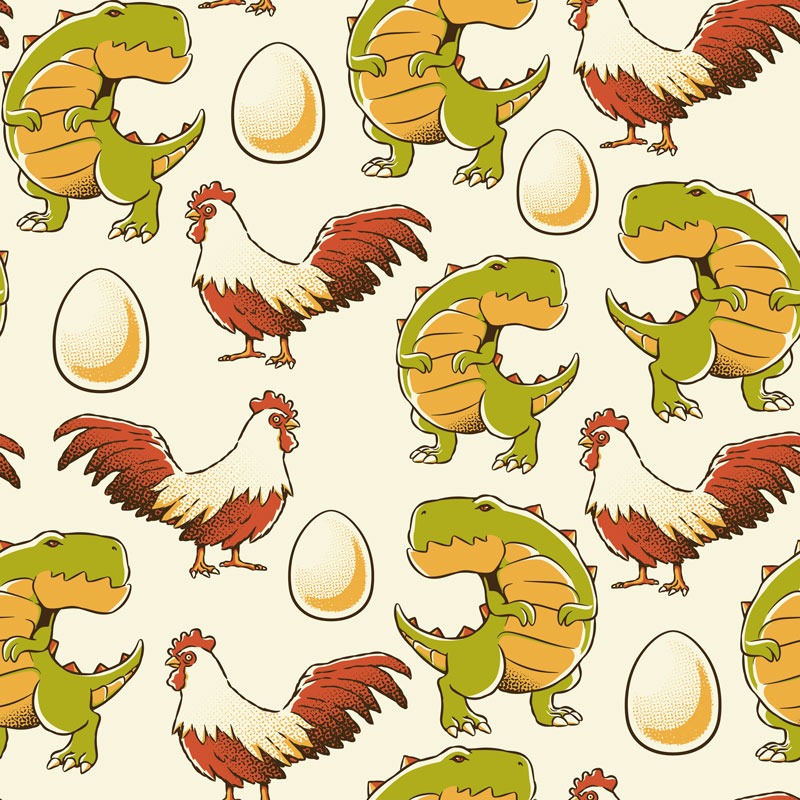 Egg Chicken and Dinossaur Pattern