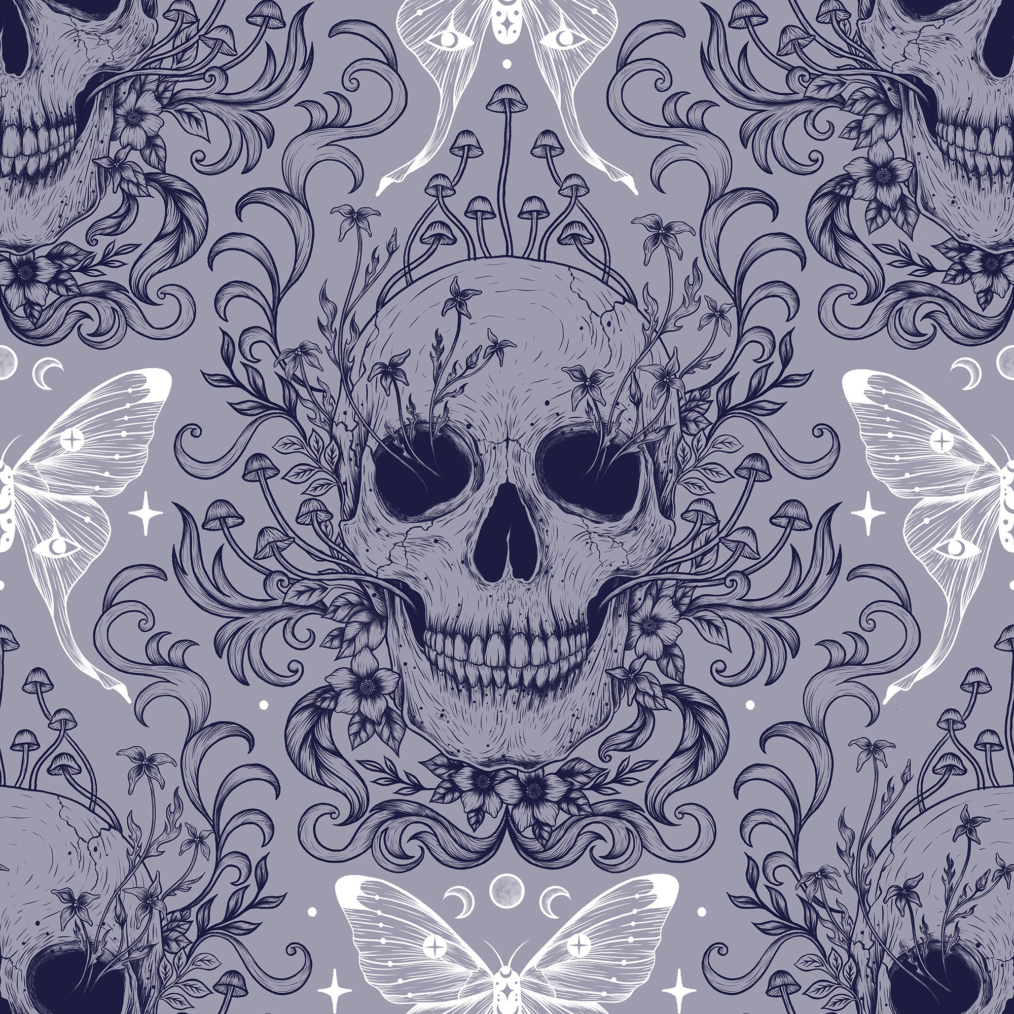 Floral Skull Glowing Pattern