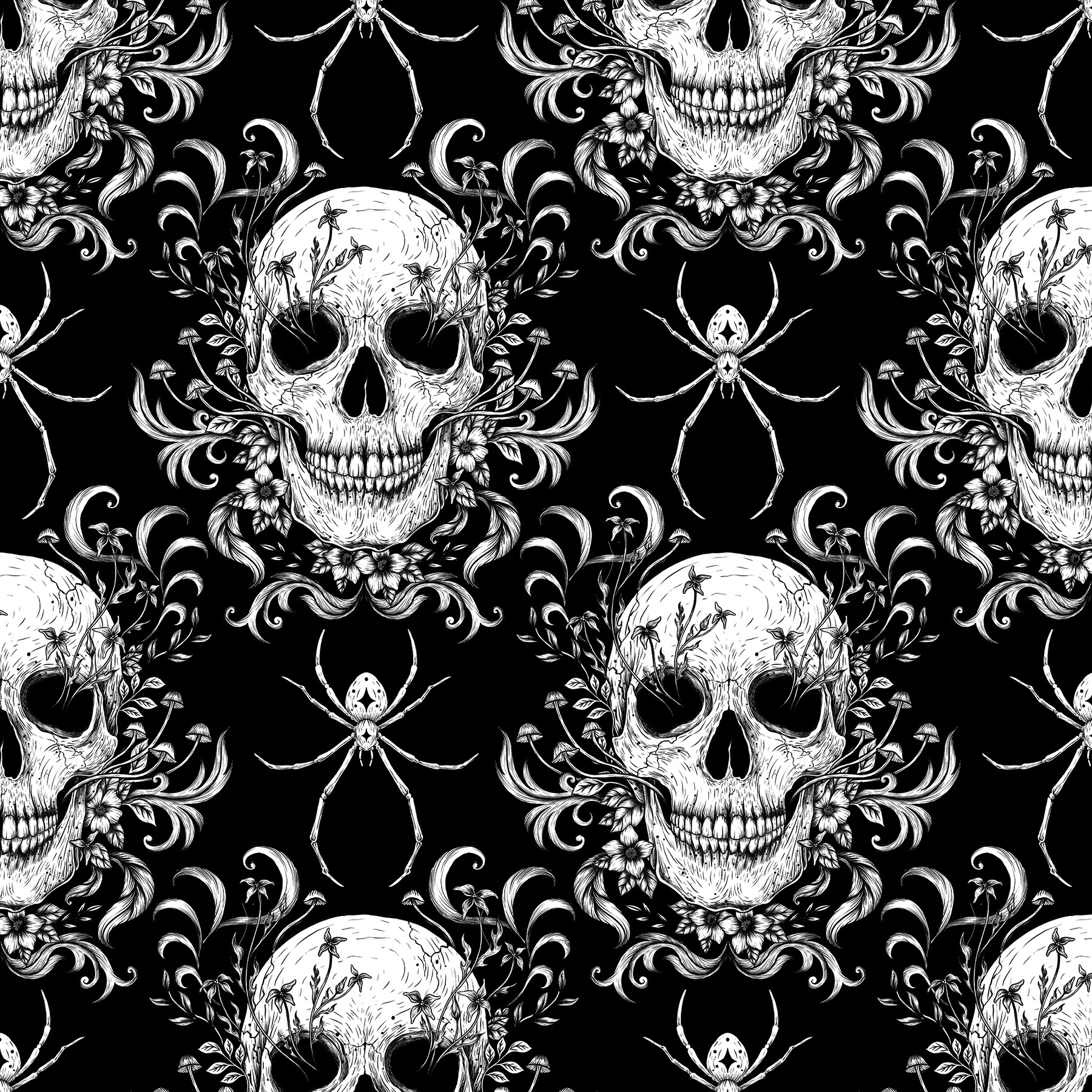 Gothic Spider Skull Pattern