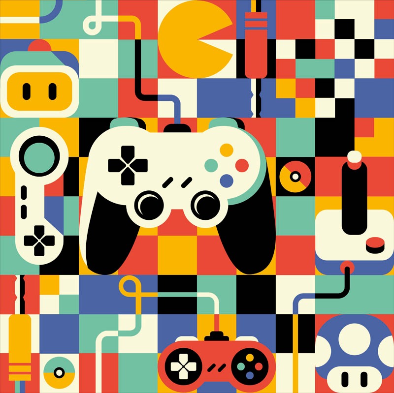 Gamer Art Vintage Design Pattern