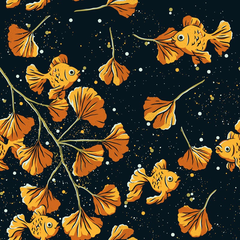 Ginkgo Golden Fish Pattern