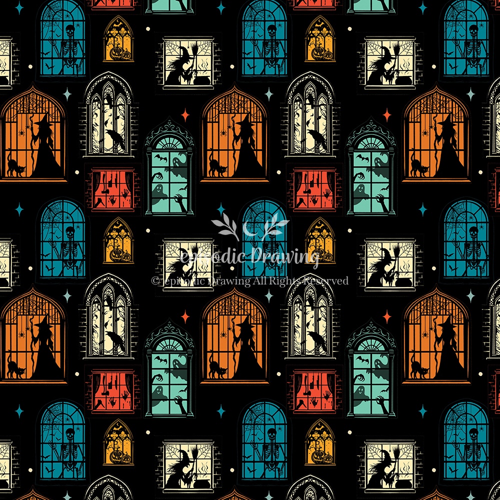Gothic Window Retro Colour Pattern