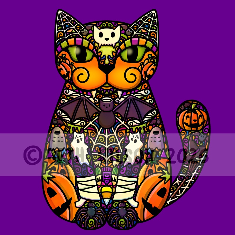 Halloween Spiral Cat