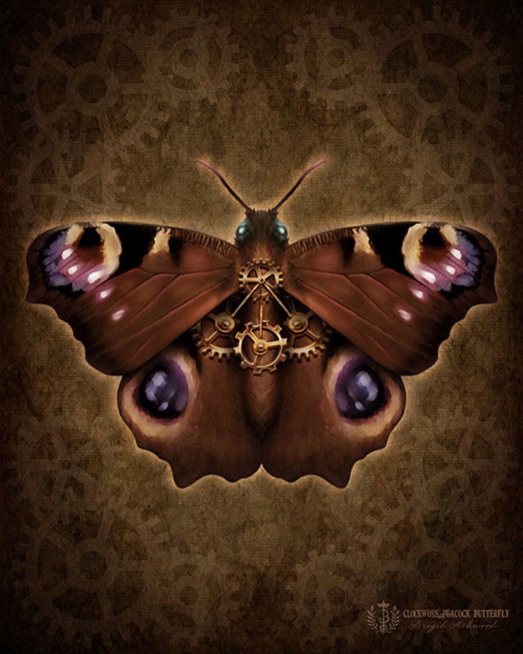 Winged Things: Steampunk Damask Peacock Butterfly