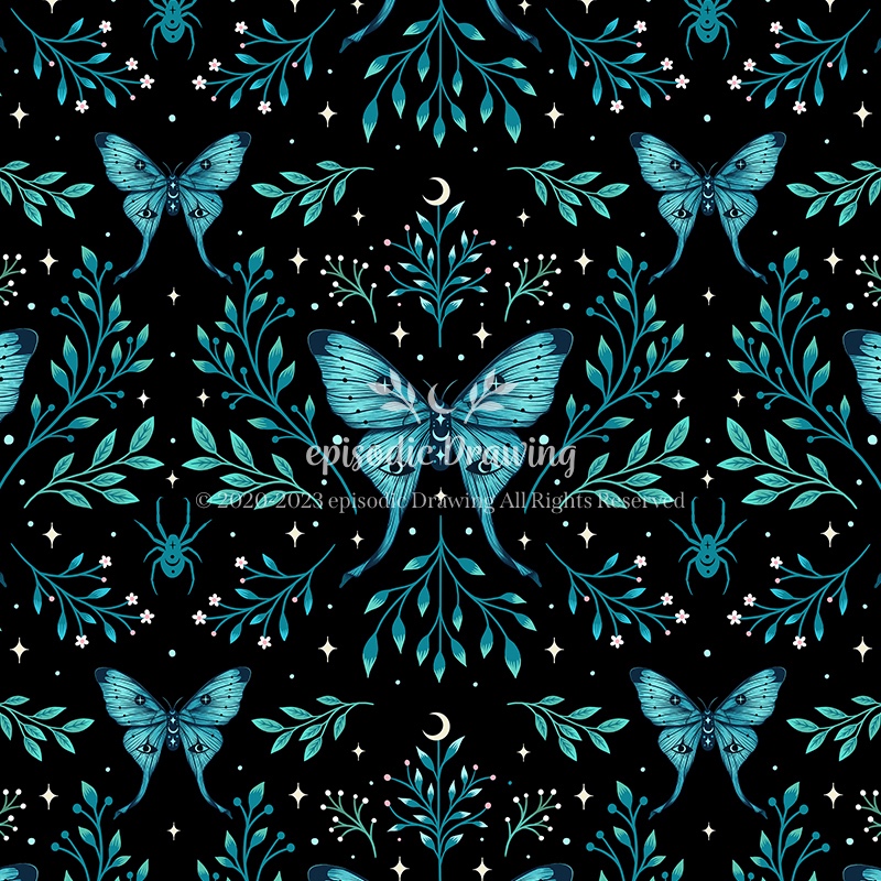 Mystical Butterfly -Blue Pattern