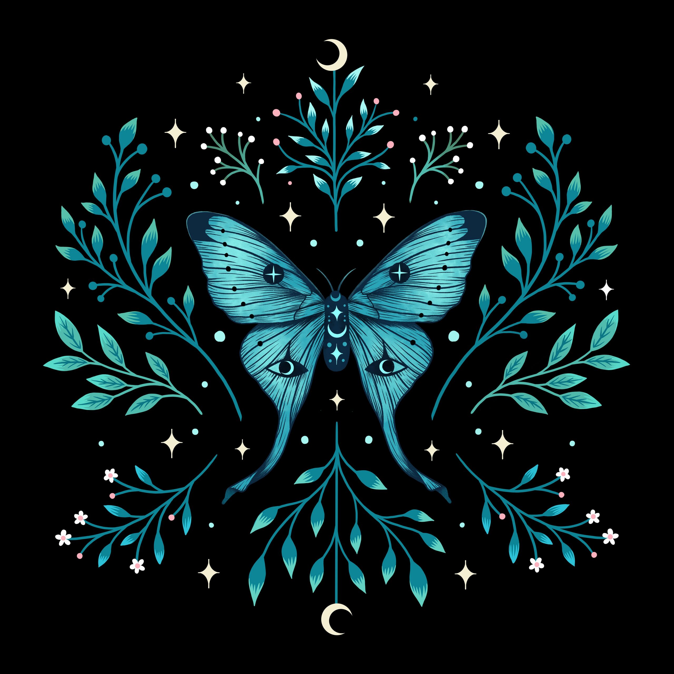 Mystical Moon Moth – Turquoise