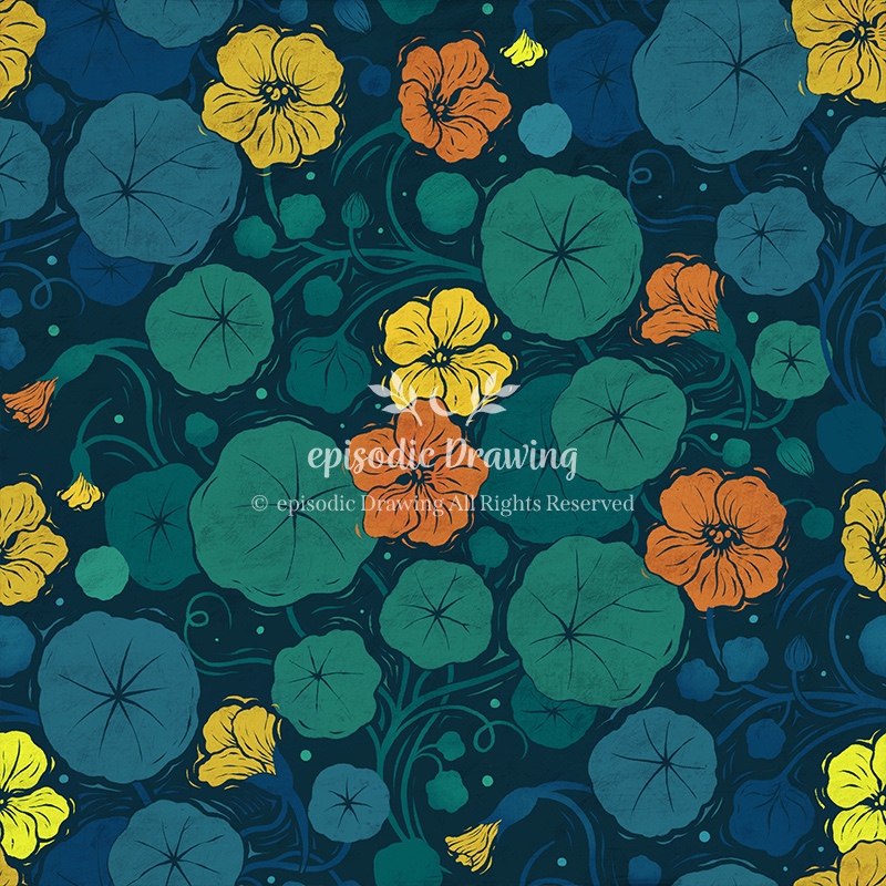 Nasturtium Block Print Pattern