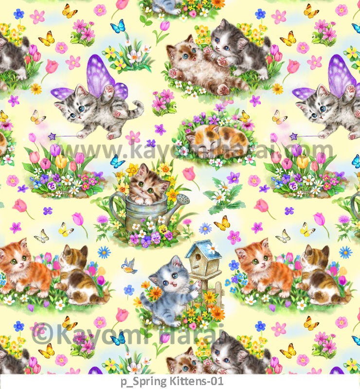 Pattern Spring Kittens