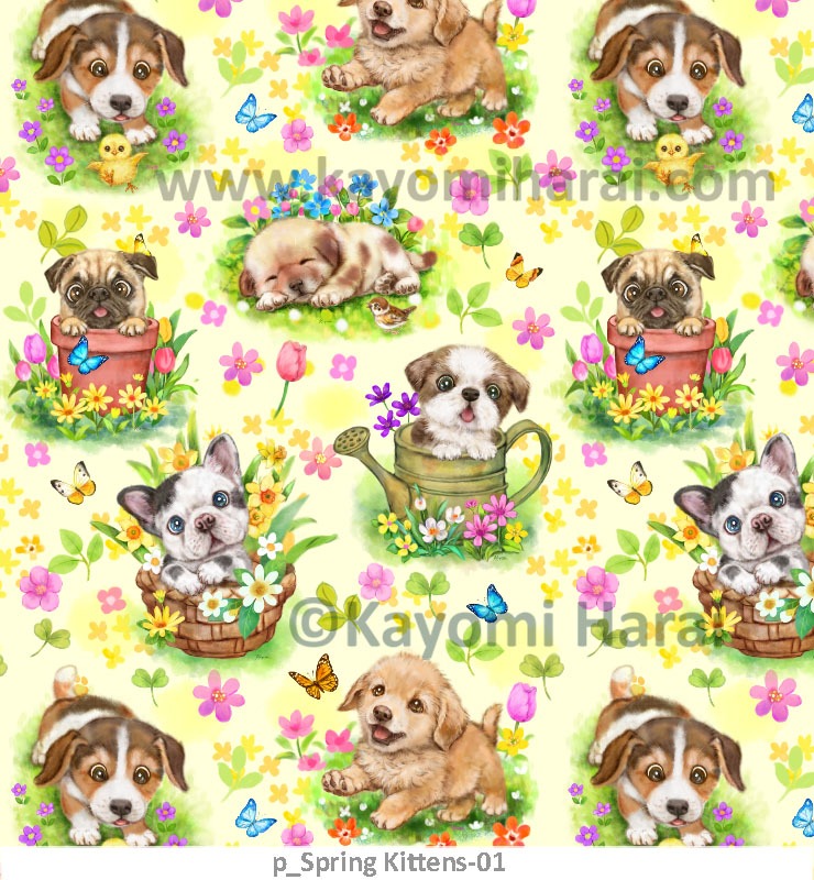 Pattern Spring Puppies