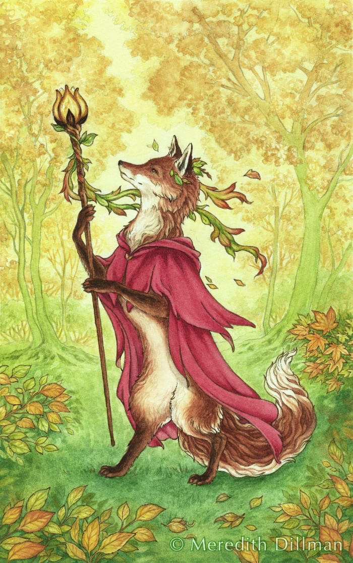 Fox Druid (Page of Wands tarot)