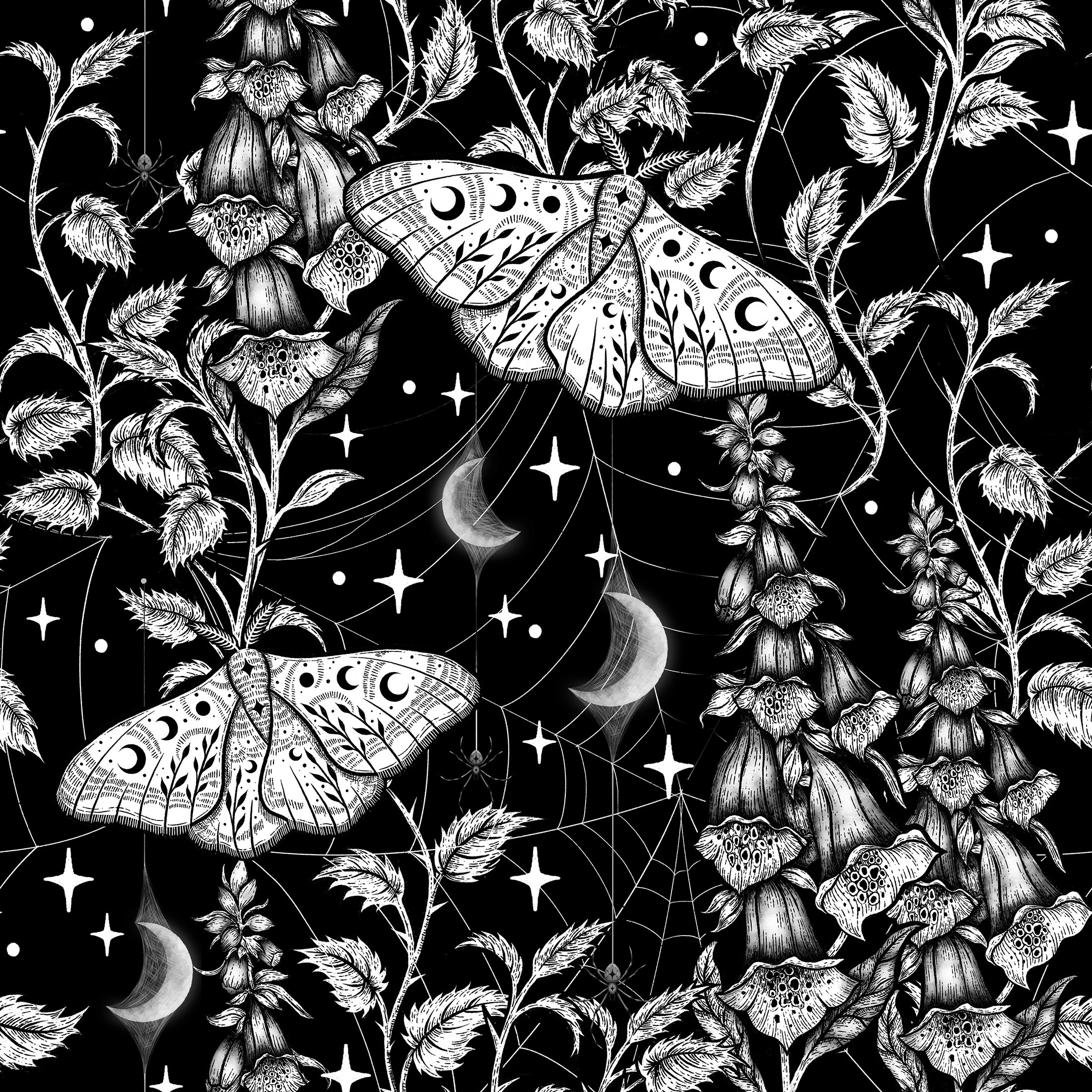Foxglove & Moths Pattern