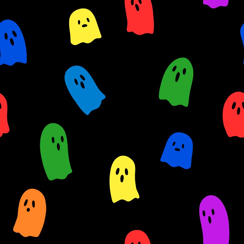 Rainbow Kawaii Ghost Pattern