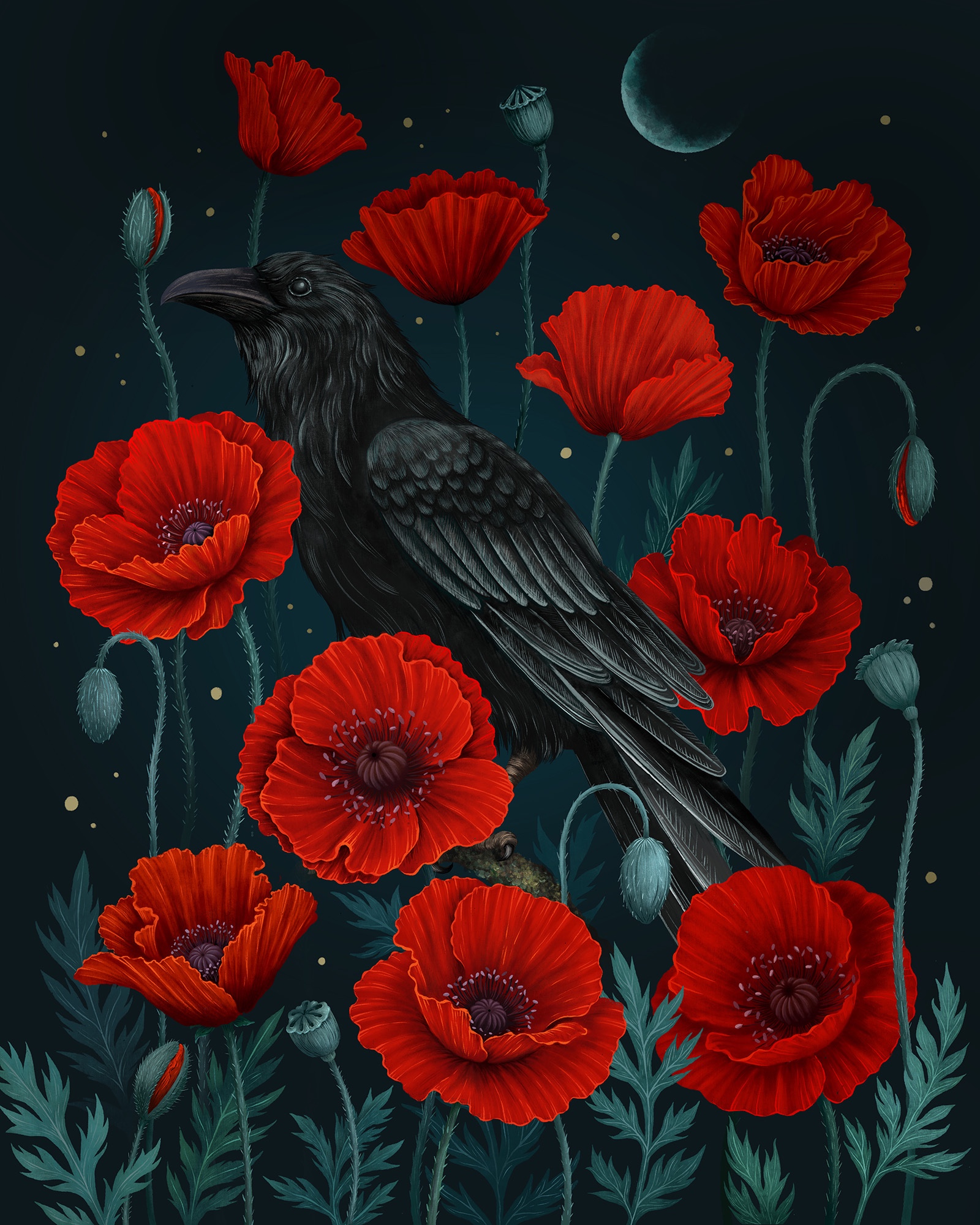 Raven in Bloom