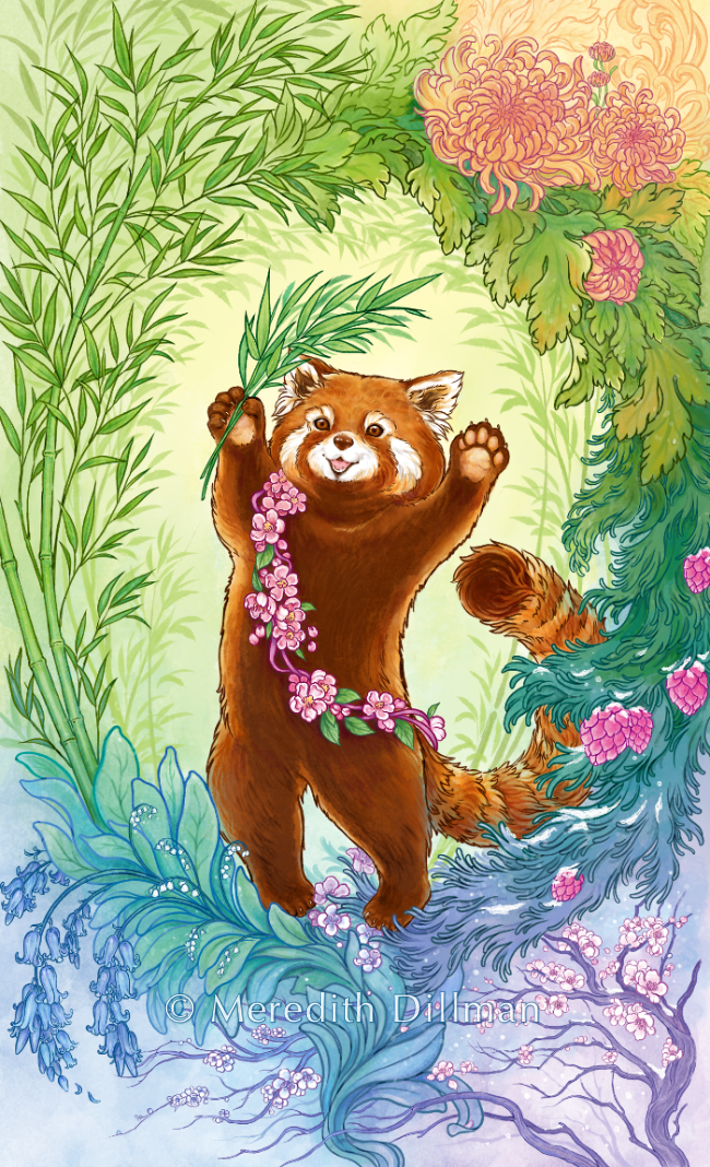 Red Panda Seasons (The World tarot)