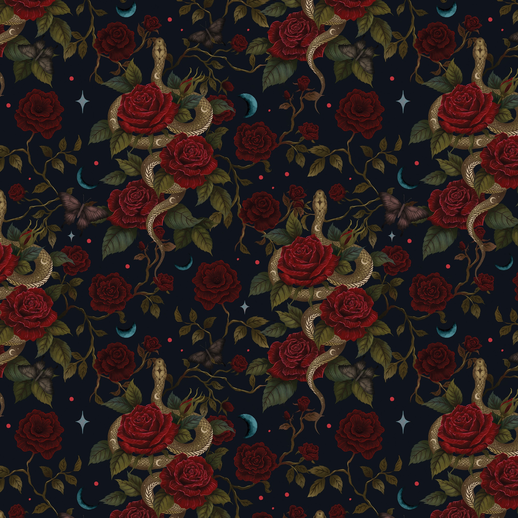 Serpent and Rose Pattern