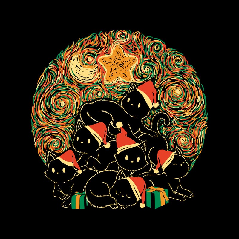 Starry Night Cat Xmas Tree