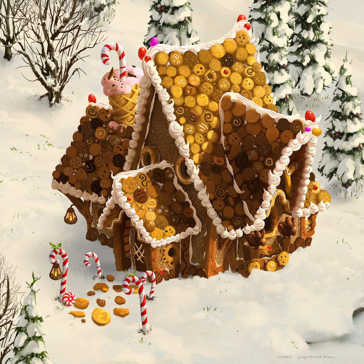 Winter gingerbread house