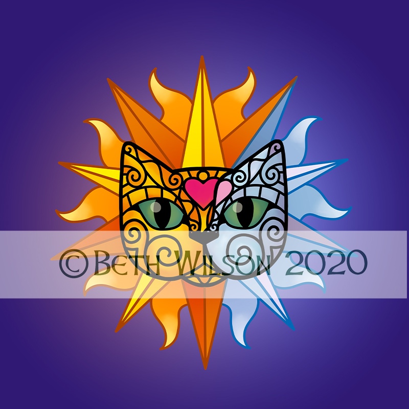 Sun and moon spiral cat