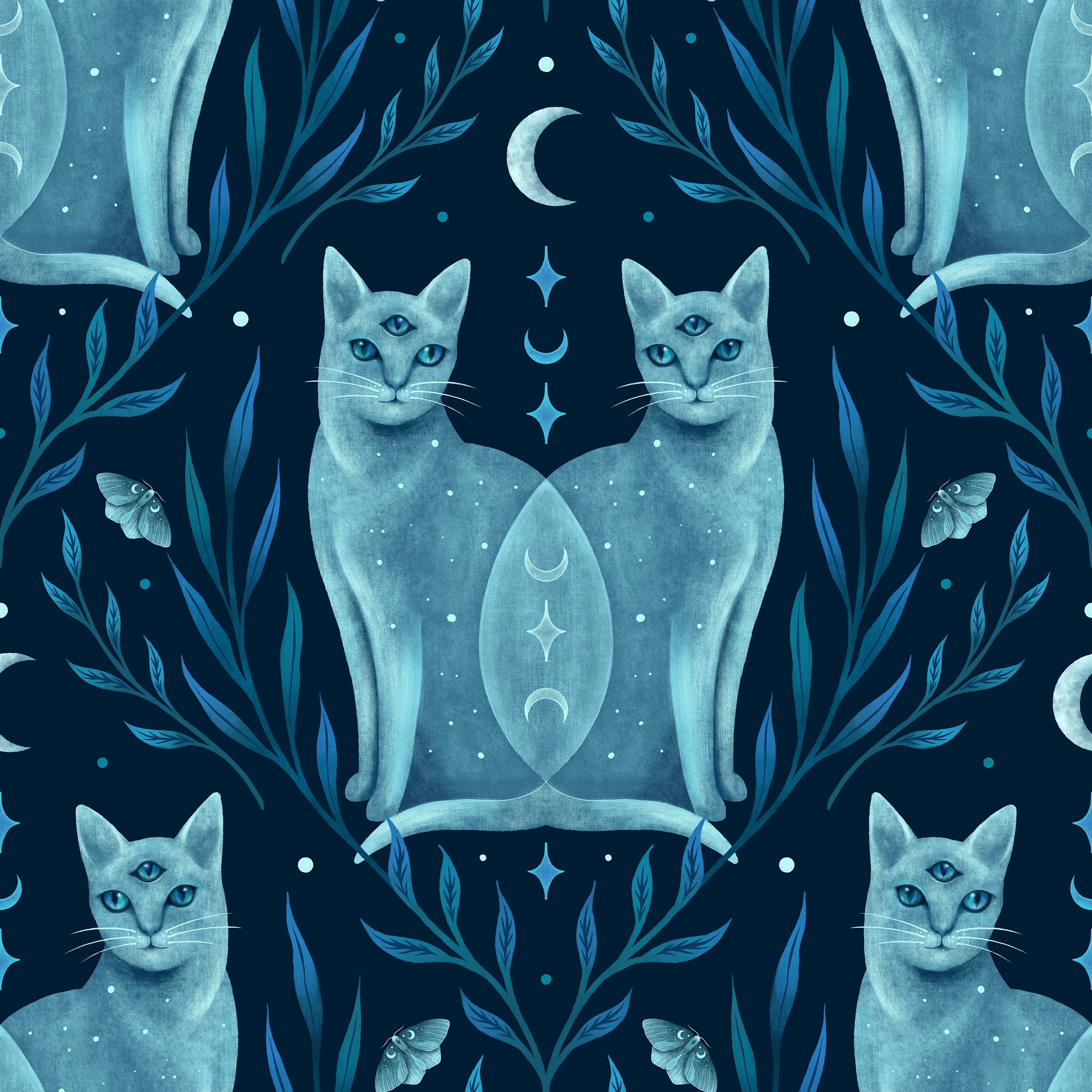 Symmetrical Two Cats Pattern
