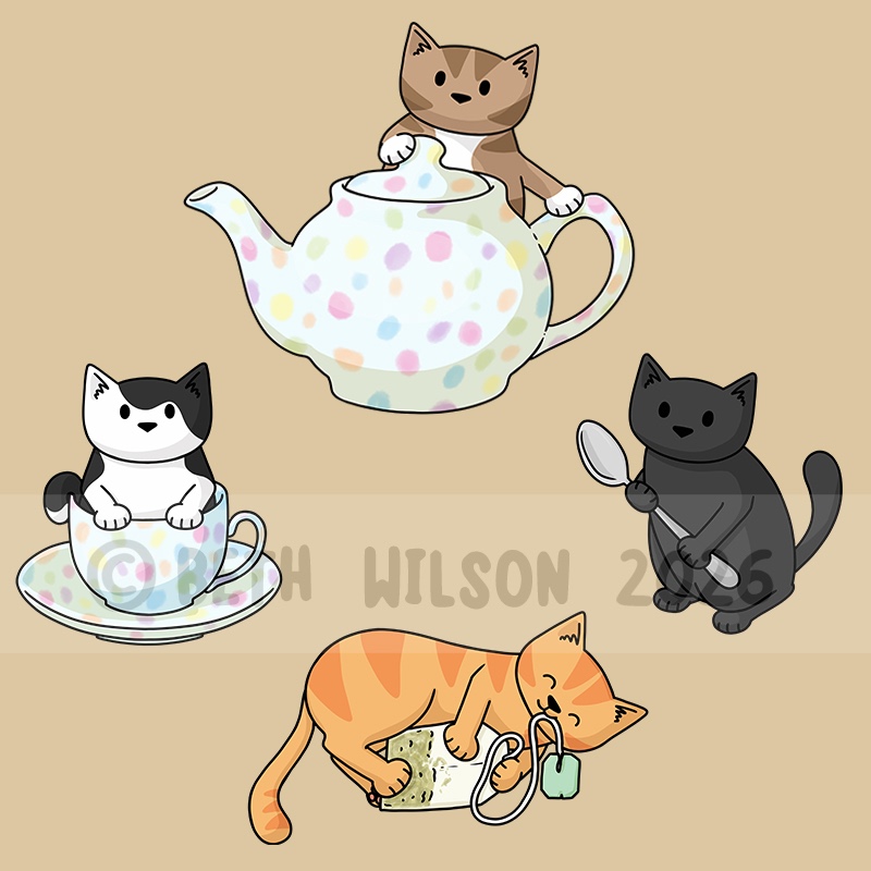 Cats making tea