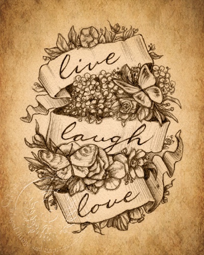 Vintage Romance “Live, Laugh, Love”