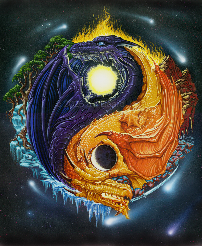 Yin yang Dragons full color